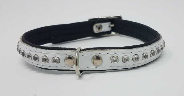 Halsband wei&szlig; mit Strass Steinen