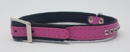 Hundehalsband schmal pink Strass