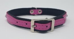 Hundehalsband schmal pink Strass