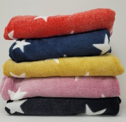 Kuschelfleece Decke rot mit Sternen