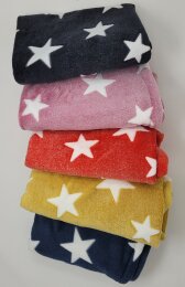 Kuschelfleece Decke klein ockergelb mit Sternen