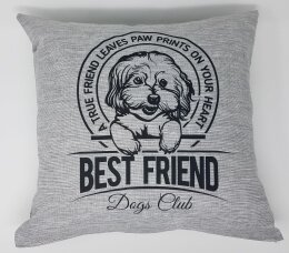 Kissen komplett &quot;Best Friend&quot; hellgrau 40x40